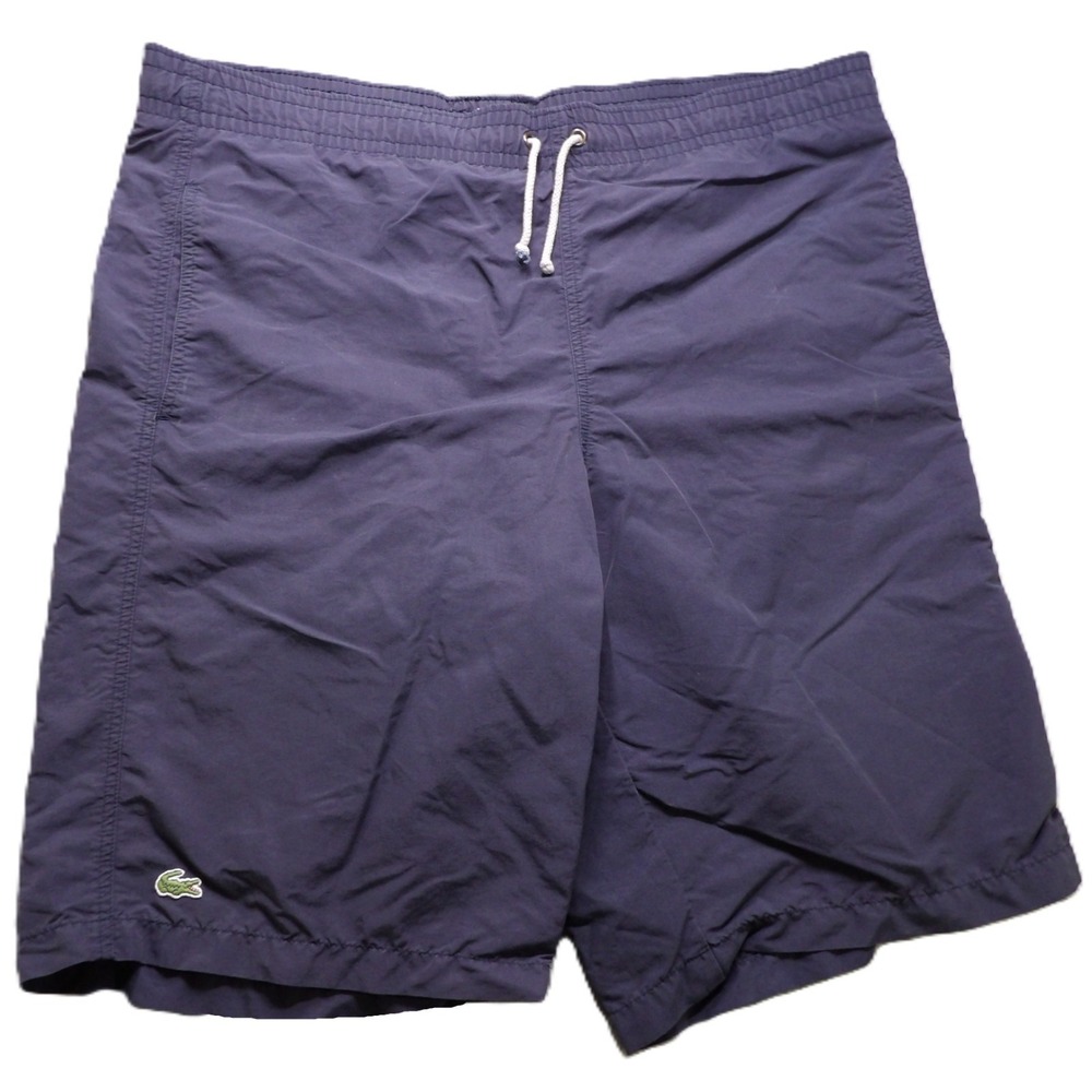 Lacoste Men 3 Purple F4900 Swim Trunks Mesh Lined Drawstring Board Shorts Croc